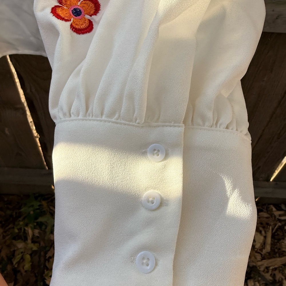 Shein White Embroidered Shirt - Picture 3 of 5